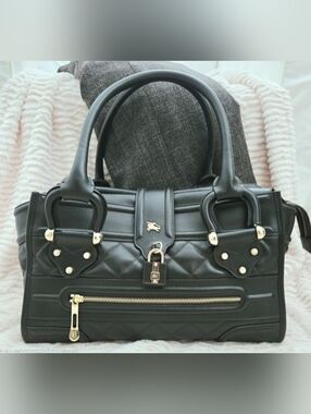 Authentic BURBERRY Manor Quilted XL Brown Luxury Satchel Handbag Business Bag